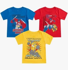 3-PACK Transformers Bumblebee Optimus Prime Boys Short Sleeve T-Shirts Sz 4