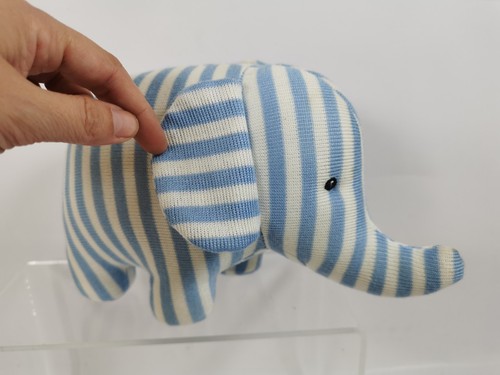 Little Jellycat Blue White Stripes Elliot Elephant Rattle Baby Soft Toy 9" Plush - Picture 8 of 12
