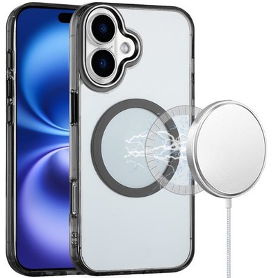 For iPhone 17 Case Trans-Clear with Metal Buttons Phone Cover + Tempered Glass