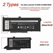   RJ40G/WY9DX Battery for Dell Latitude 5420 5520 Precision 3560 01K2CF 42Wh/62Wh