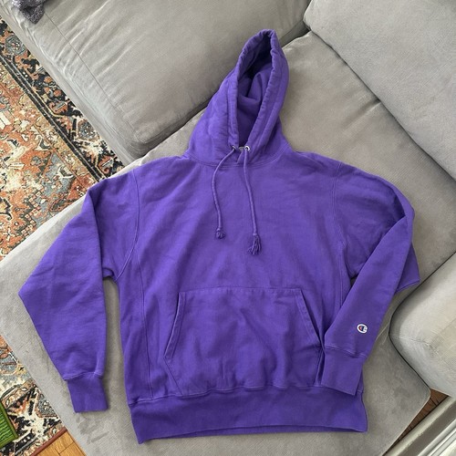 Champion Men's Reverse Weave Purple Boxy Heavyweight Hoodie Size Large