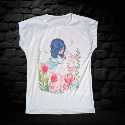 Girls New White Blouse With Design Size XL
