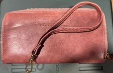 FUNTOR New RIFD Mauve Dusty Rose  Wallet clutch zip around faux leather