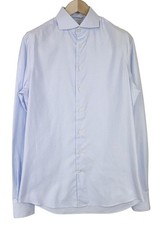 SUITSUPPLY Men's Formal Shirt 39L/15.5L Extra Slim Blue Pure Cotton Striped 
