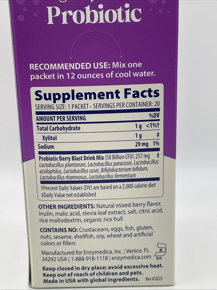 Polvo probiótico Enzymedica SubCulture Berry Blast bebida diaria apoya el intestino H... Foto 3 de 4