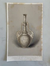 Antique Victorian Design Print – Vase in White China by Jouhanneaud & Dubois 