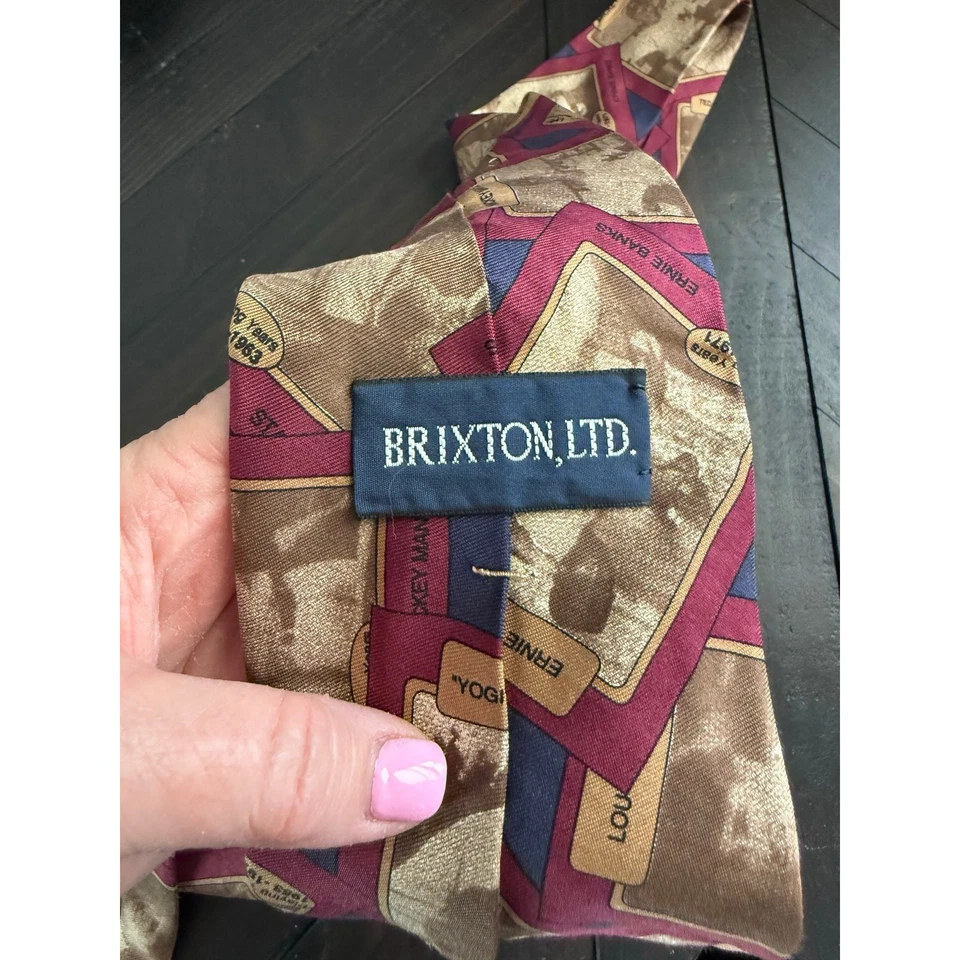 Brixton, Ltd. 复古棒球卡新奇领带 100% 真丝美国制造 — 第 3/4 张图片