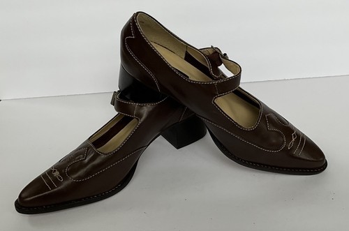 Deadstock VTG 80s Rockabilly 9 Leather Wingtip Mary Jane Heels Oxford Grunge, $89.99 - Photo 4