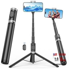 67" Selfie Stick Tripod, All in One Phone Tripod with Wireless Black Silver