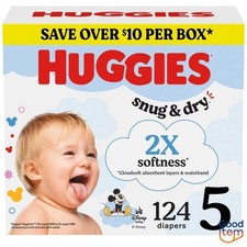 Huggies Snug  Dry Diapers - Size 5 - 124ct: Wetness Indicator, Leak Guards