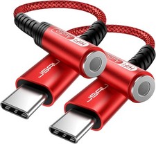 JSAUX 2-Pack USB Type C to 3.5mm Female Headphone Jack 0.6ft 0.6ft, Red