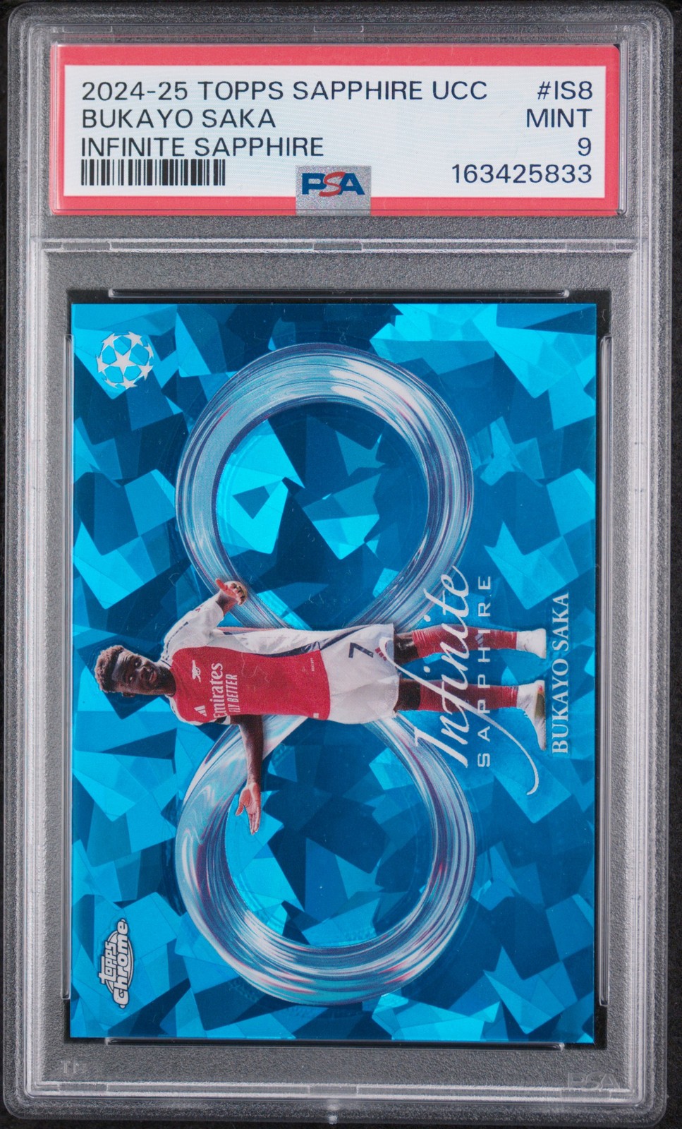 2024-25 TOPPS CHROME SAPPHIRE UCC INFINITE SAPPHIRE #IS8 BUKAYO SAKA PSA 9 view 1