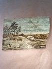 VINTAGE HANDPAINTED LANDSCAPE SCENE ON STONE 8.25" x 5.5" BULLOCKS ORIGINAL — photo 1