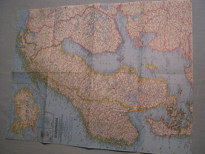 VINTAGE SCANDINAVIA AND ICELAND MAP National Geographic April 1963 