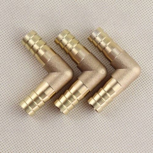 3Pc (1/2" x 1/2" ) 12mm Brass Barbed Tube Pipe Fitting Hose Barb Elbow 90 Degree - Picture 3 of 6