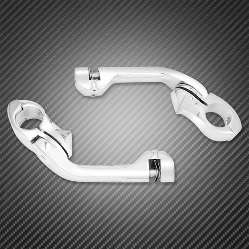 Chrome 1-1/4"Engine Guard Highway Long Angled Mount Foot Pegs For Harley Touring - Picture 10 of 18