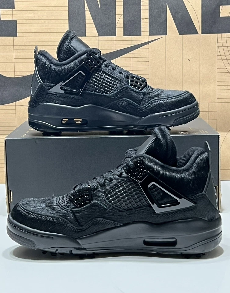 Nike Air Jordan IV G 4 Golf Negro Gato Pelo de Poni CU9981 001 Para hombres Talla 5/W6.5 Foto 2 de 4