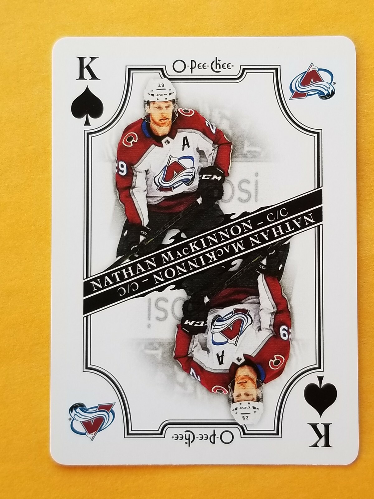 2019-20 OPC Hockey Playing Cards K Of Spades Nathan MacKinnon Colorado Avalanche