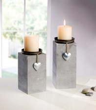 Kerzenhalter 2er Set Laterne Windlicht Kerze Holz Herz Love Liebe Zuhause Deko