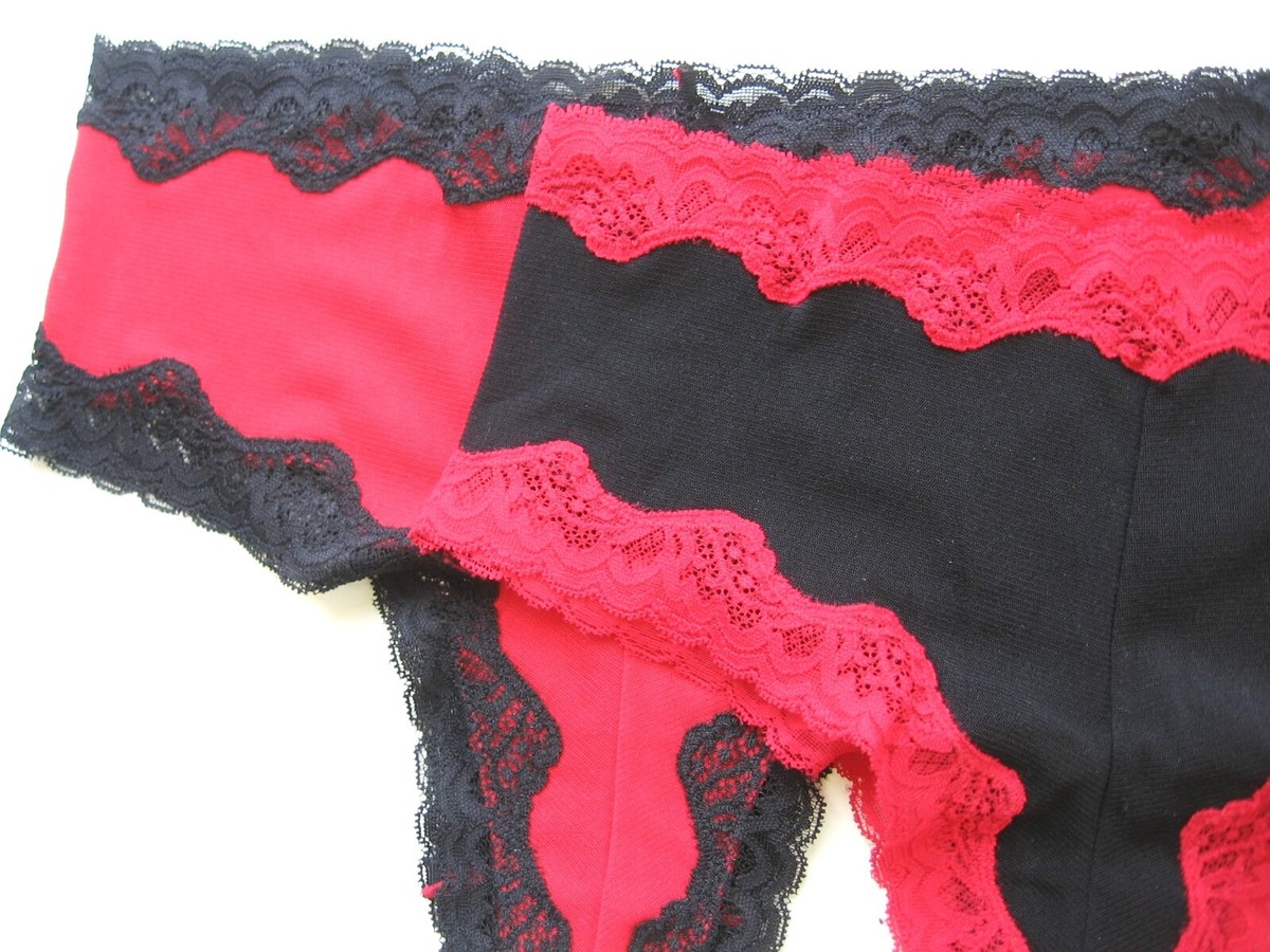 A565 Express NEW Women Black Red Wide Luxu Lace Waist Leg Openings