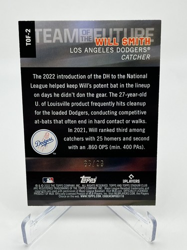 2022 Topps Stadium Club Team of the Future Black /99 Will Smith #TOF-2 - Picture 6 of 7