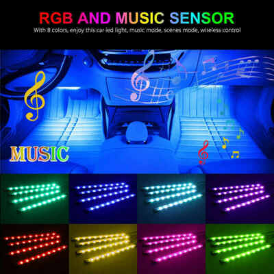 LED RGB Car Interior Atmosphere Light Strip 4x9 4x12 Phone Bluetooth APP Control