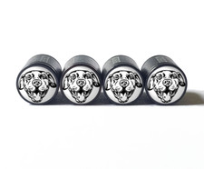 Pittie Pitbull Dog Style 4 Tire Valve Stem Caps - Black Aluminum - Set Of Four Pittie Pitbull Dog Style 4 Tire Valve Stem Caps - Black Aluminum - Set Of Four