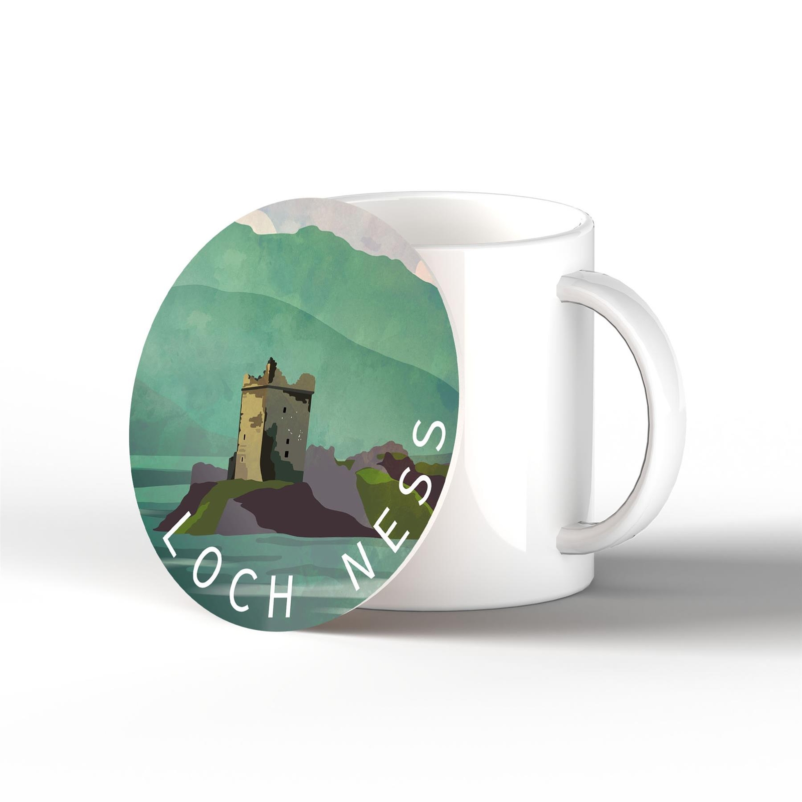 Loch Ness Nessie Night Scotlands Landscape Illustration Wooden Plaque