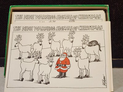 BOX OF 35- 1978 NEVER USED Kliban Cat Christmas Cards Reindeer Cat