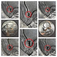 2021-P Washington Crossing Delaware Obverse Neck Die Chip Error/Variety LOT x6