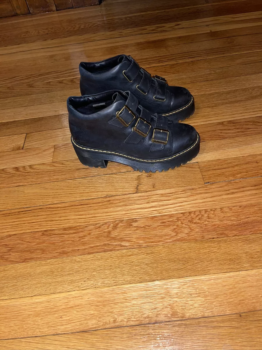 Dr.Martens Coppola Black Belted Chunky Platform Ankle Boots Womens