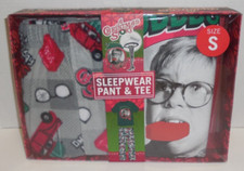 A Christmas Story Men's Small 2 Piece Sleepwear Set Grey Tee Pants Ralphie