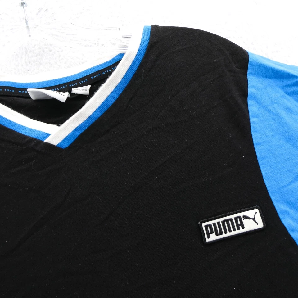 Camisa Puma Para Hombres 2XL Negra Cuello en V Preppy Deporte Atlético Gimnasio Deporte Fútbol Camiseta XXL Foto 4 de 4