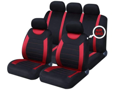 Rot & Schwarz Mesh Komplettset Vorne/Hinten Autositzbezüge für Peugeot 308 Sw