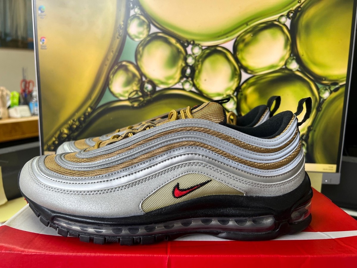 NIKE AIR MAX 97 SSL, METALLIC SILVER GOLD RED BLACK (BRAND