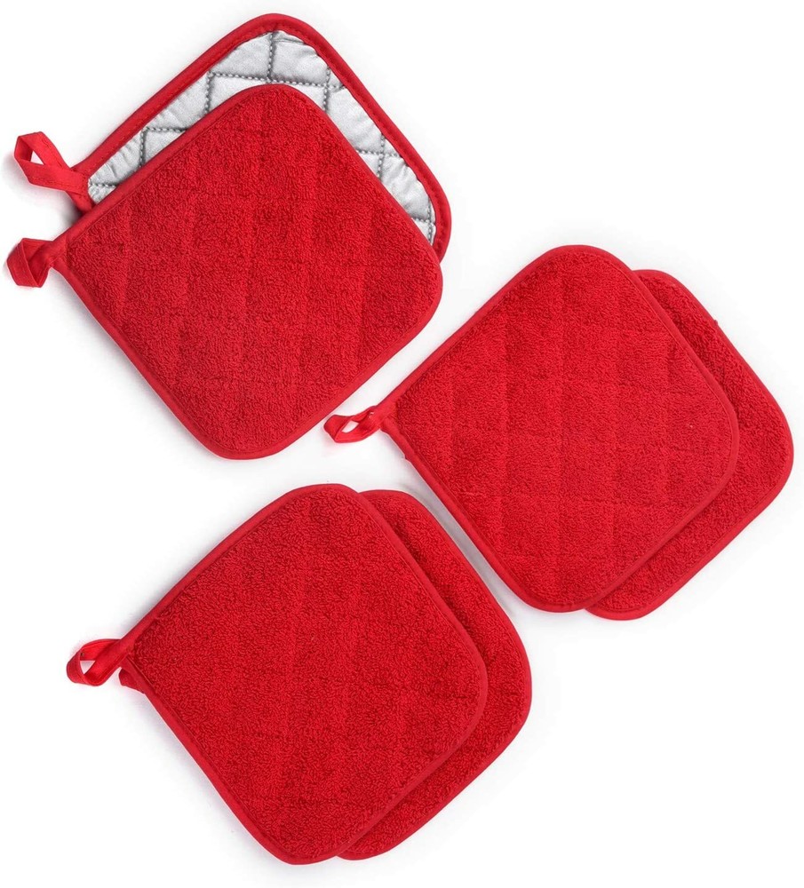 6-Pack Potholders Cotton Kitchen Everyday Basic Terry Heat Resistant Pot Holder