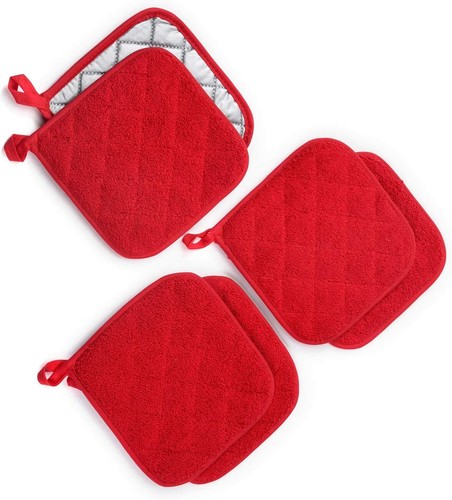 6-Pack Potholders Cotton Kitchen Everyday Basic Terry Heat Resistant Pot Holder - Picture 1 of 32