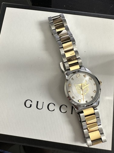 Gucci G-Timeless SWISS Cat Two Tone Edelstahl Damenuhr YA126596 - Bild 1 von 3