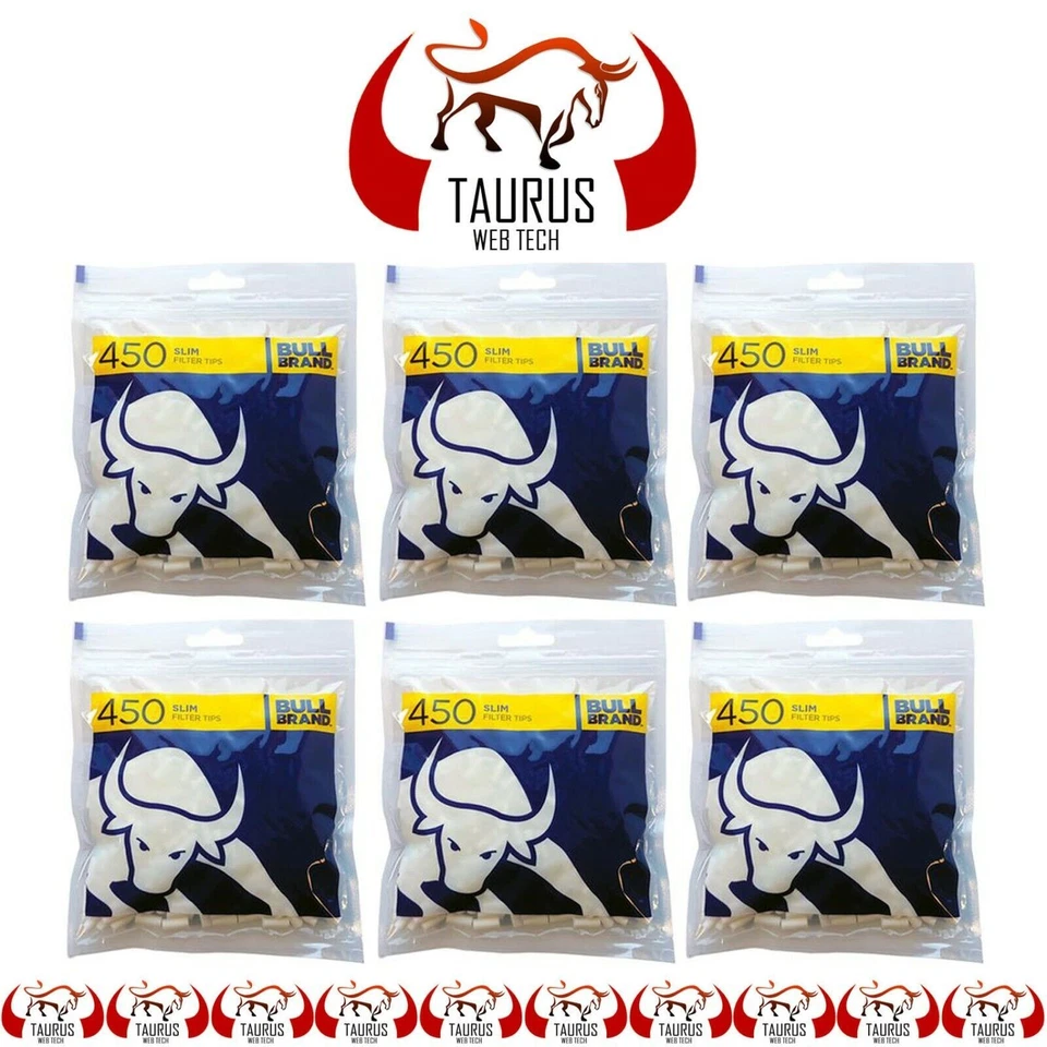 9000x BULL BRAND Slim Filter Tip Cigarette Resealable Tobacco Rolling Smoking UK