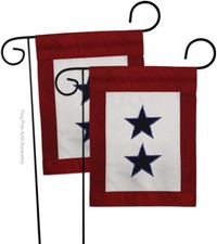 Two Blue Star Service Americana Military Applique 2 pcs Garden Flag Pack Banner
