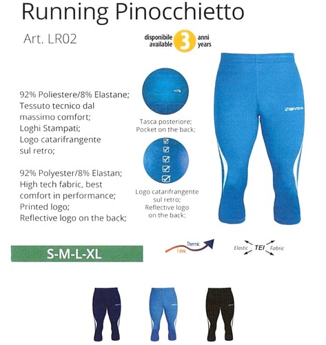 Pinocchietto uomo running pantalone corsa Givova fitness blu nero azzurro |  eBay
