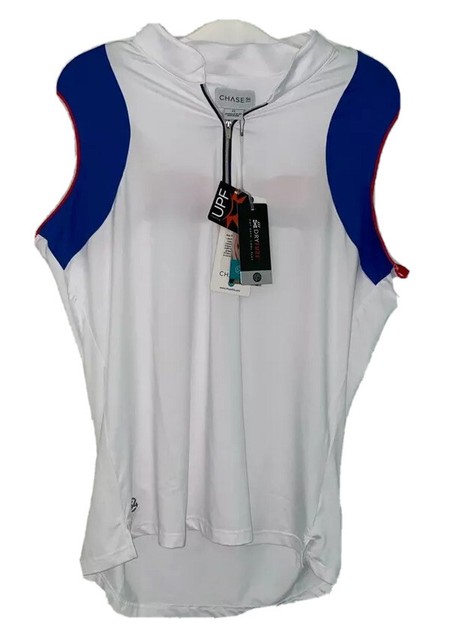 Chase 54 Dryfuze Womens Savannah Golf Tank Top White Razerback UPF 40 1/4 Zip XL | eBay