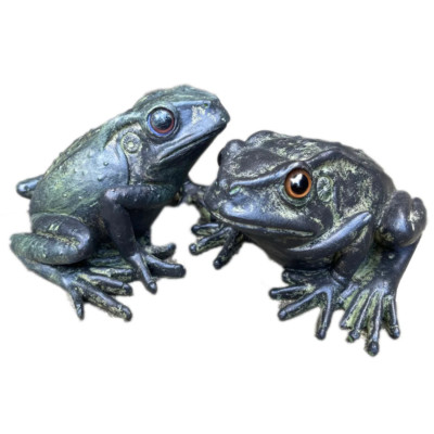 2 Stück Grün Harz Frosch Statuen Echtes Leben Tier Indoor Outdoor Skulptur Ornamente