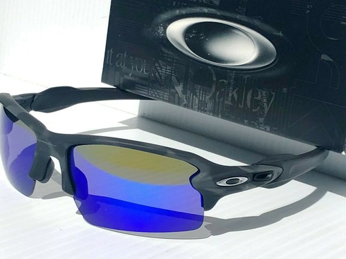 NEW* Oakley FLAK 2.0 Black CAMO w POLARIZED Galaxy Blue Mirror Sunglass 9188 - Picture 5 of 10