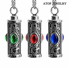 NEW Crystal Flower Urn Necklace For Ashes Cremation Pendant Memorial Jewelry