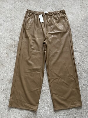 M&S Leather Look Wide Leg Trousers Spice BNWT UK