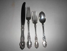 Wallace Sterling Silver "VIOLET" Knife, Fork, Salad Fork and Spoon