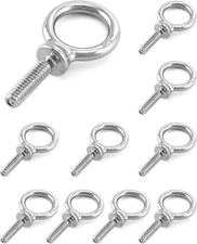 Eye Bolt, 10 Pack 1/4" - 20 X 1" Marine Grade Stainless Steel Lifting Ring Threa