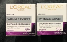New Lot Of 2 Loreal Wrinkle Expert 55+ Day/Night Moisturizer 1.7 x 2 Contours