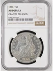 1876 $1 Trade Silver dollar - NGC AU Details ( Graffiti ) - 455k Mintage